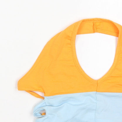 Boohoo Womens Multicoloured Colourblock Polyester Cropped Tank Size 16 Halter