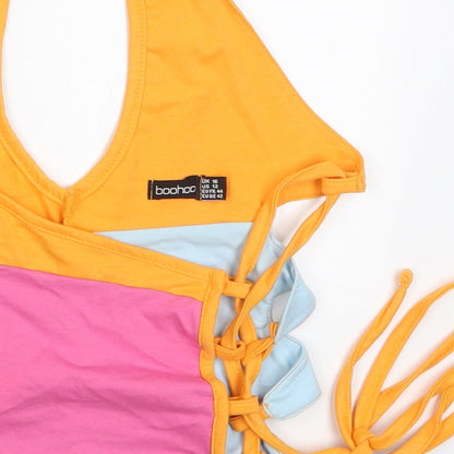 Boohoo Womens Multicoloured Colourblock Polyester Cropped Tank Size 16 Halter