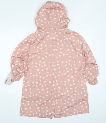 Atmosphere Womens Pink Polka Dot  Parka Coat Size 10  Zip
