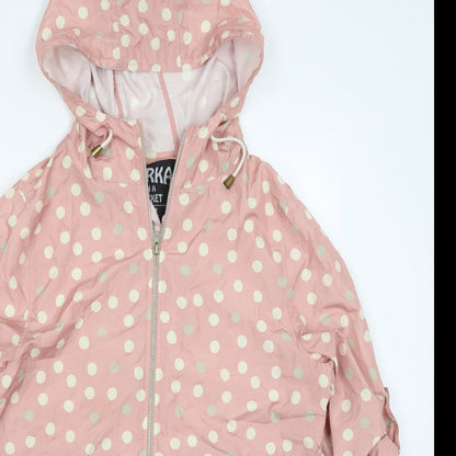Atmosphere Womens Pink Polka Dot  Parka Coat Size 10  Zip