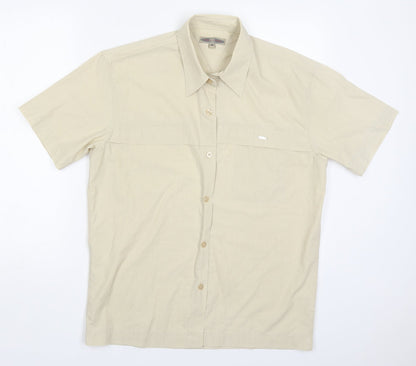 Urban Stone Mens Beige  Polyester  Button-Up Size M Collared Button