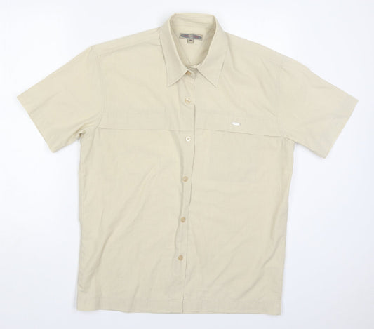 Urban Stone Mens Beige  Polyester  Button-Up Size M Collared Button