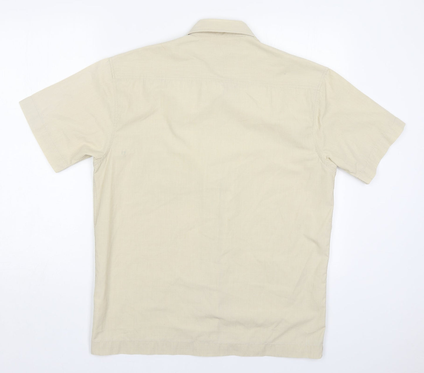 Urban Stone Mens Beige  Polyester  Button-Up Size M Collared Button