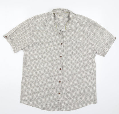 Mens UK Size L Matalan Beige  Button-Up Short Sleeve Casual Shirt