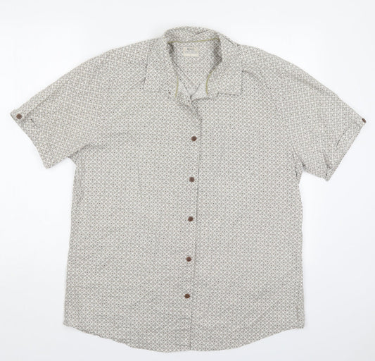 Mens UK Size L Matalan Beige  Button-Up Short Sleeve Casual Shirt