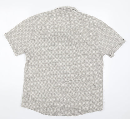 Mens UK Size L Matalan Beige  Button-Up Short Sleeve Casual Shirt