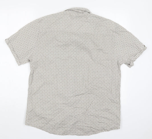 Mens UK Size L Matalan Beige  Button-Up Short Sleeve Casual Shirt