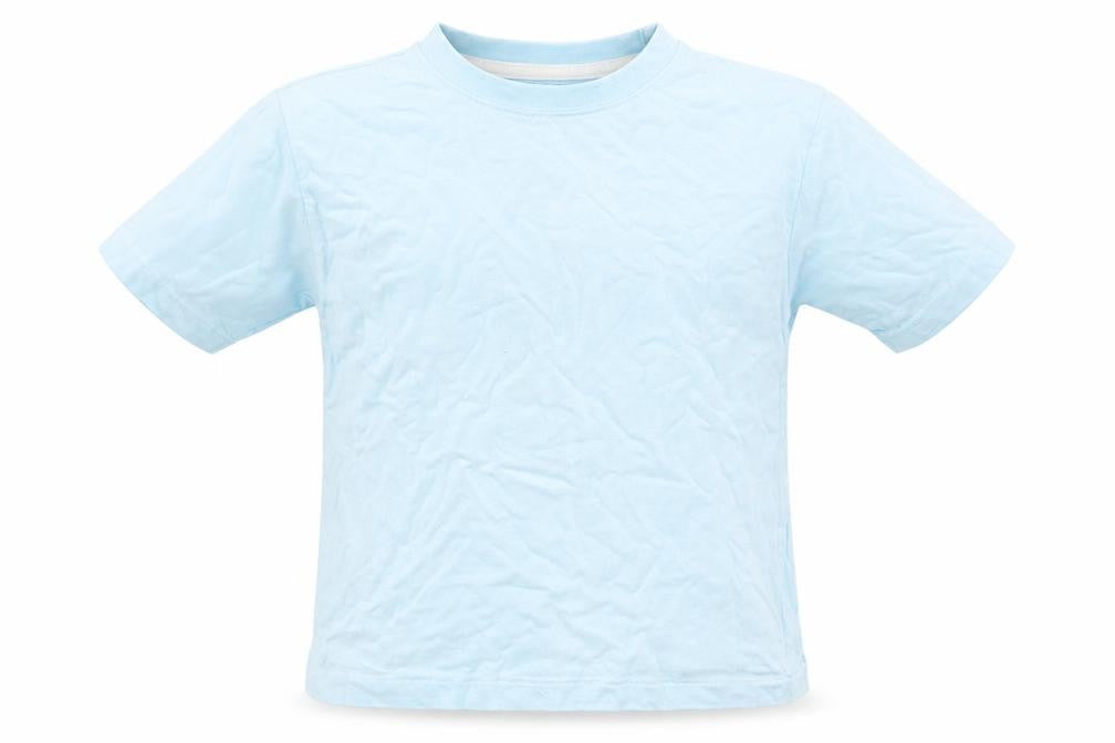 Front view of Rebel boys’ blue cotton basic t-shirt, size 4-5, years crew neck pullover