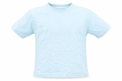Front view of Rebel boys’ blue cotton basic t-shirt, size 4-5, years crew neck pullover