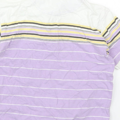 George Boys Purple Striped Cotton Basic Polo Size 5-6 Years Collared Button