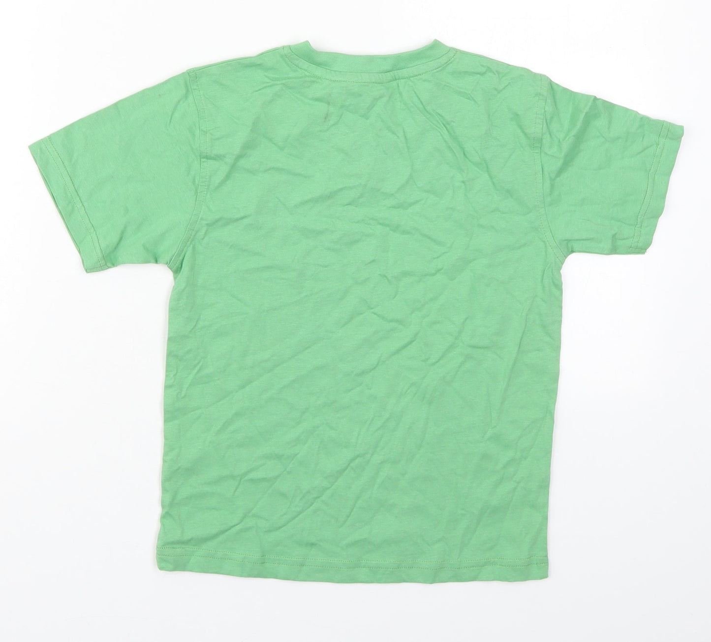George Boys Green  Cotton Basic T-Shirt Size 6-7 Years V-Neck Pullover - 23