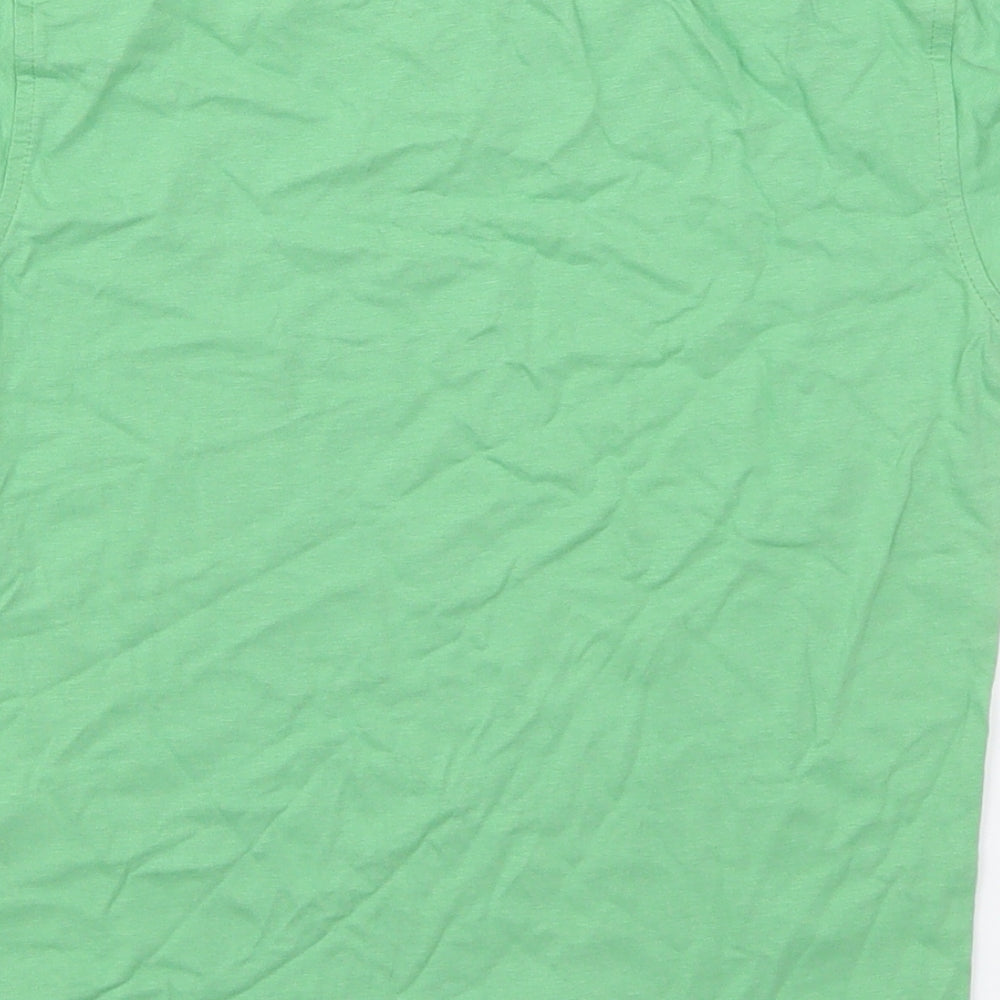 George Boys Green  Cotton Basic T-Shirt Size 6-7 Years V-Neck Pullover - 23