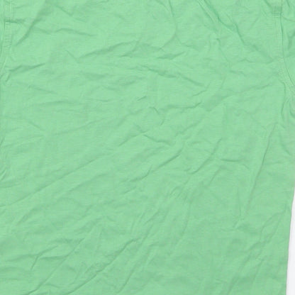 George Boys Green  Cotton Basic T-Shirt Size 6-7 Years V-Neck Pullover - 23