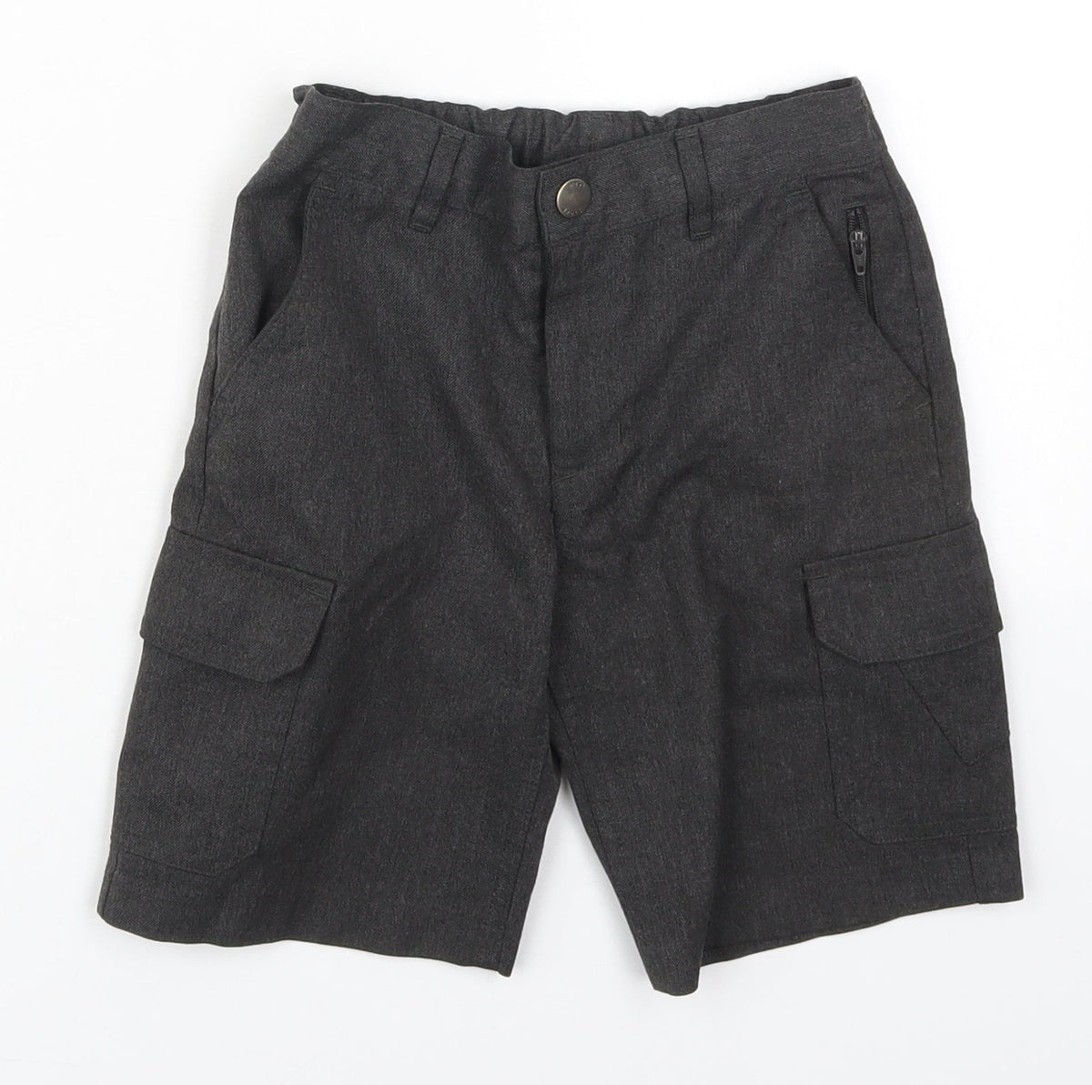 Additional front view of ext boys’ grey polyester bermuda shorts, size 6, years regular