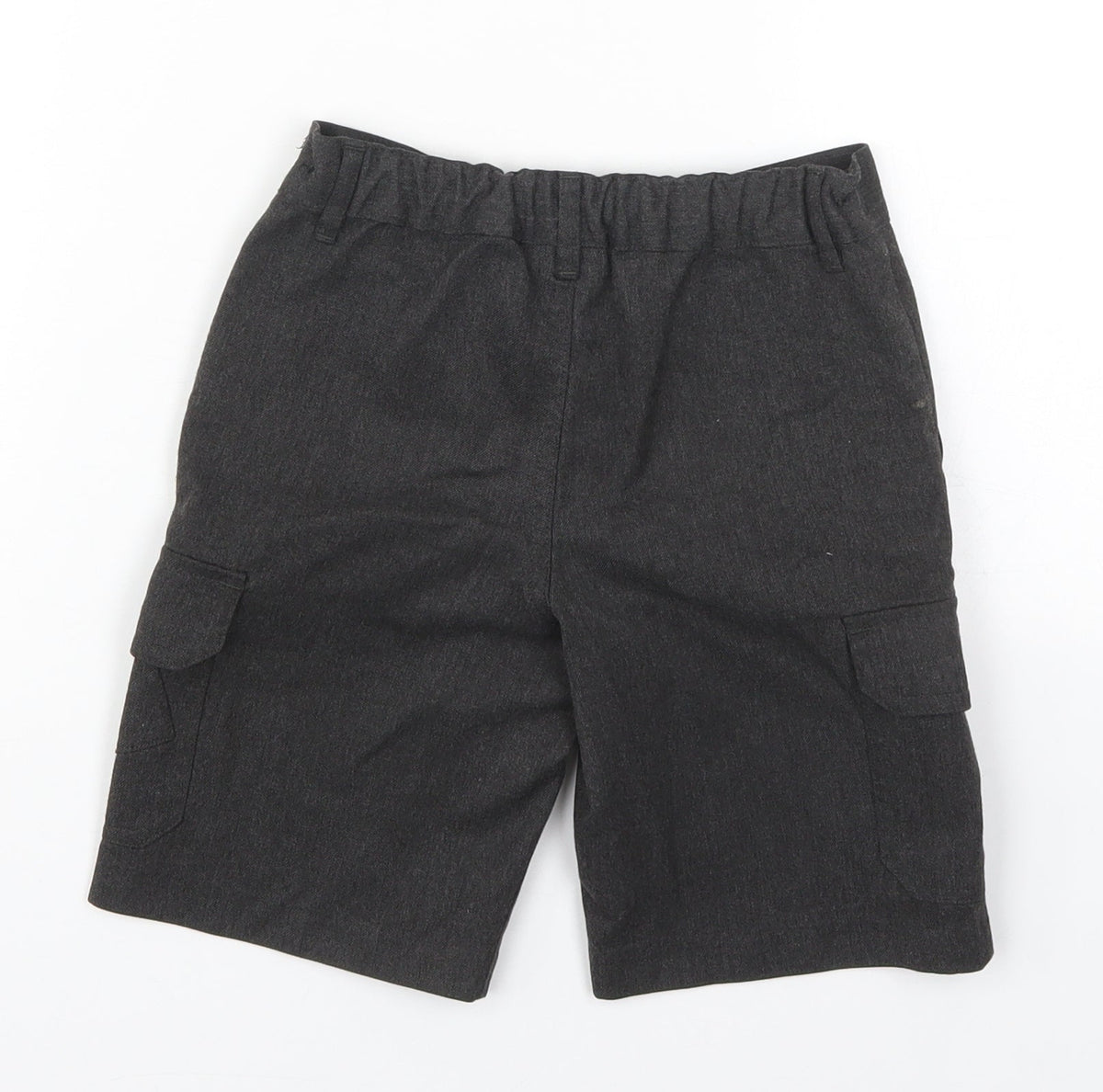 Back view of ext boys’ grey polyester bermuda shorts, size 6, years regular