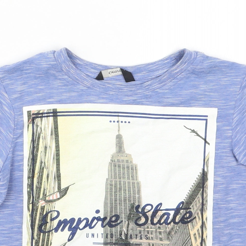 George Boys Blue  Polyester Basic T-Shirt Size 4-5 Years Crew Neck Pullover - Empire State