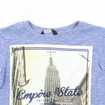George Boys Blue  Polyester Basic T-Shirt Size 4-5 Years Crew Neck Pullover - Empire State