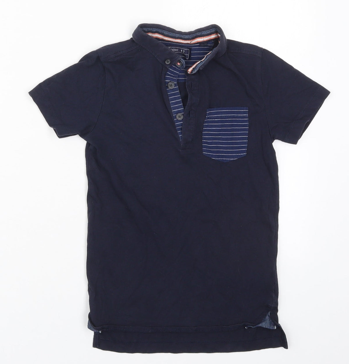 Additional front view of Next boys’ blue cotton basic polo, size 6, years collared pullover