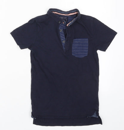 Additional front view of Next boys’ blue cotton basic polo, size 6, years collared pullover