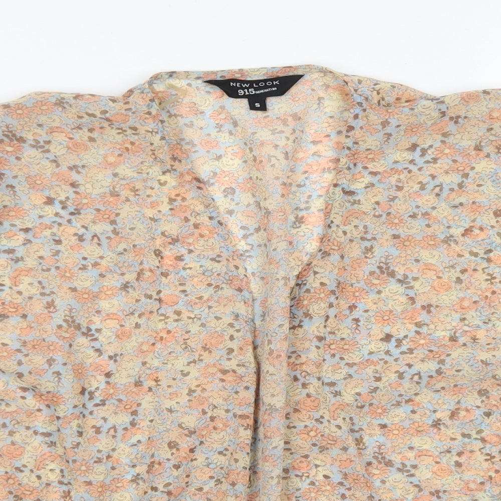 915 Generation Girls Pink Floral Polyester Kimono Blouse Size S Round Neck
