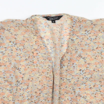 915 Generation Girls Pink Floral Polyester Kimono Blouse Size S Round Neck