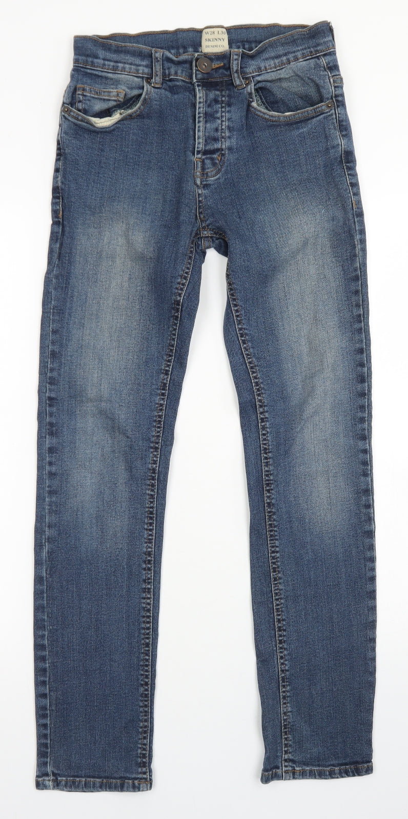 Denim Co Mens Blue  Cotton Skinny Jeans Size 28 in L30 in Regular Button