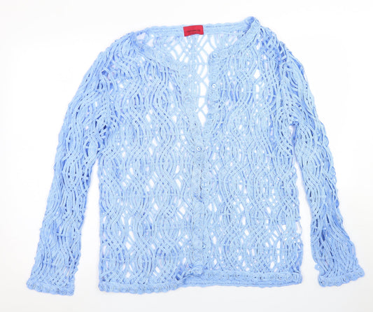 Paramour Womens Blue Round Neck  Viscose Cardigan Jumper Size XL