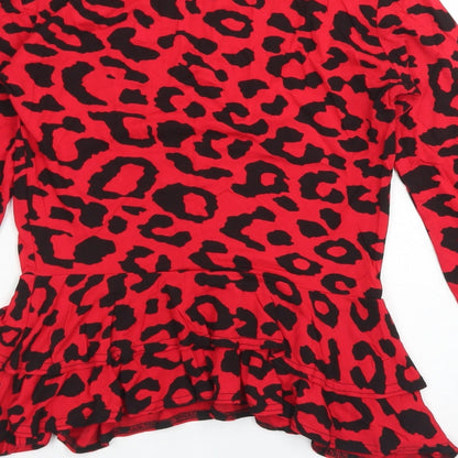 Womens UK Size 6 Missguided Red Basic T-Shirt