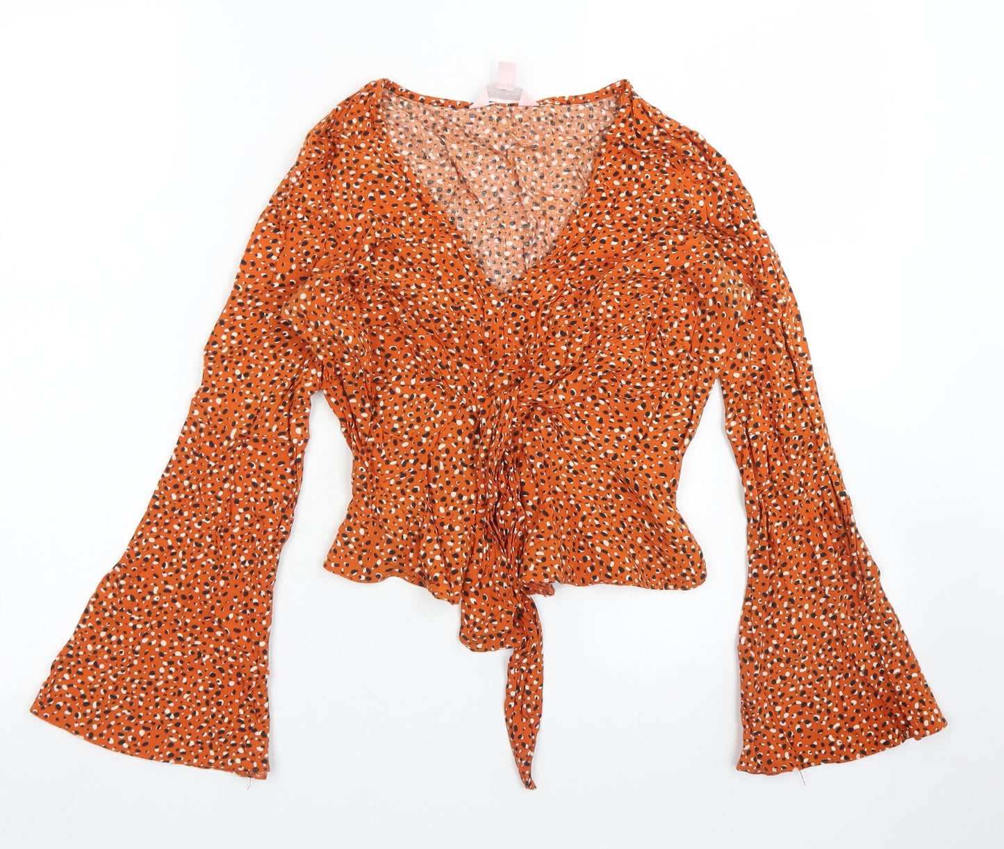 Womens UK Size 4 Miss Selfridge Brown Cropped Blouse