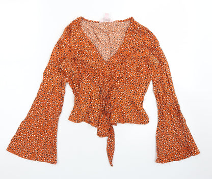 Womens UK Size 4 Miss Selfridge Brown Cropped Blouse