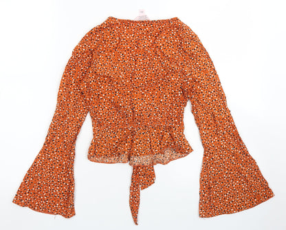 Womens UK Size 4 Miss Selfridge Brown Cropped Blouse