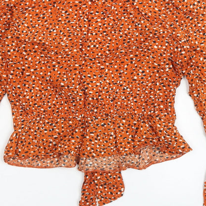 Womens UK Size 4 Miss Selfridge Brown Cropped Blouse