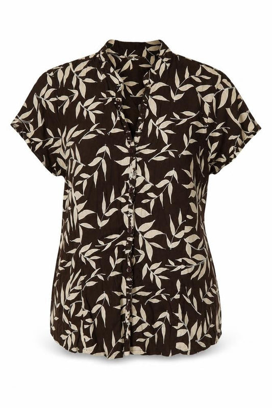 Womens UK Size 12 Evie Brown Basic Button-Up