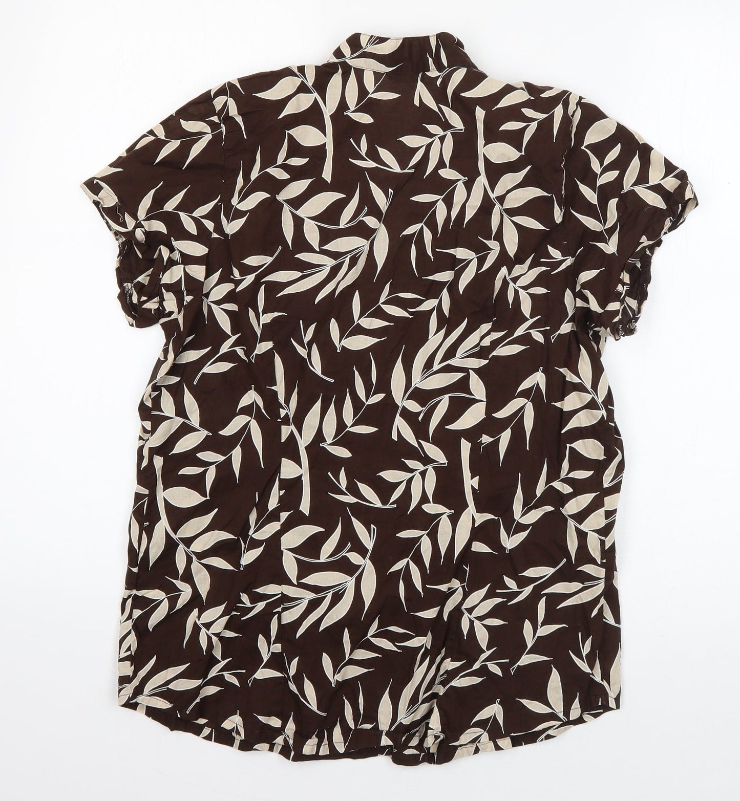 Womens UK Size 12 Evie Brown Basic Button-Up