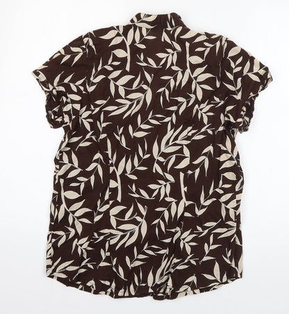 Womens UK Size 12 Evie Brown Basic Button-Up