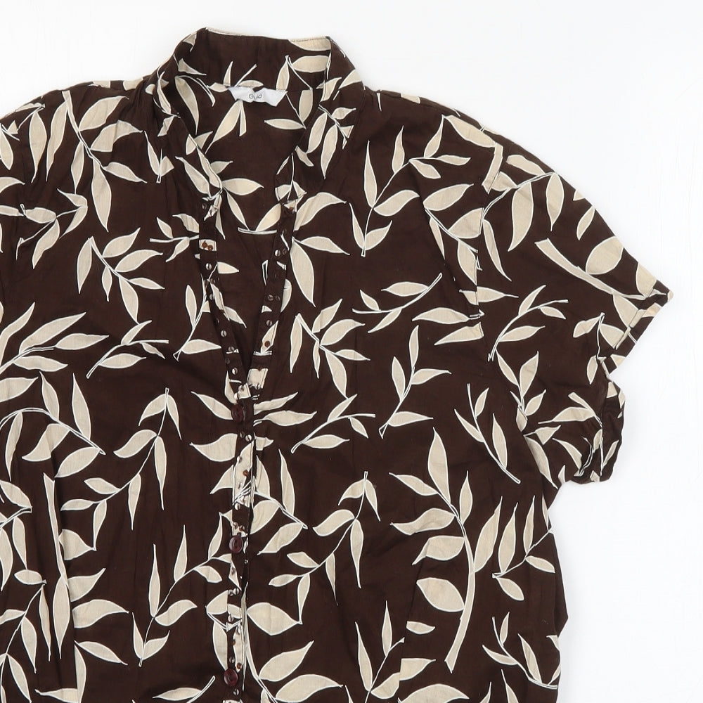 Womens UK Size 12 Evie Brown Basic Button-Up