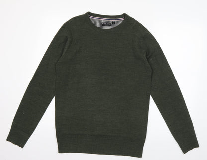 Brave Soul Mens Green V-Neck  Acrylic Pullover Jumper Size S
