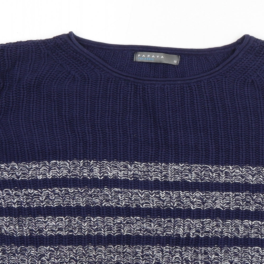 Womens UK Size 12 Papaya Blue Pullover Jumper