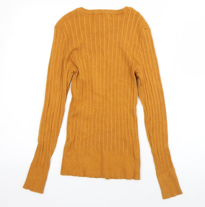Primark Womens Orange Crew Neck  Viscose Pullover Jumper Size 12