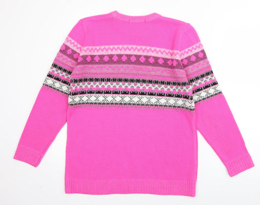 Womens UK Size S Pure & Natural Pink Pullover Jumper