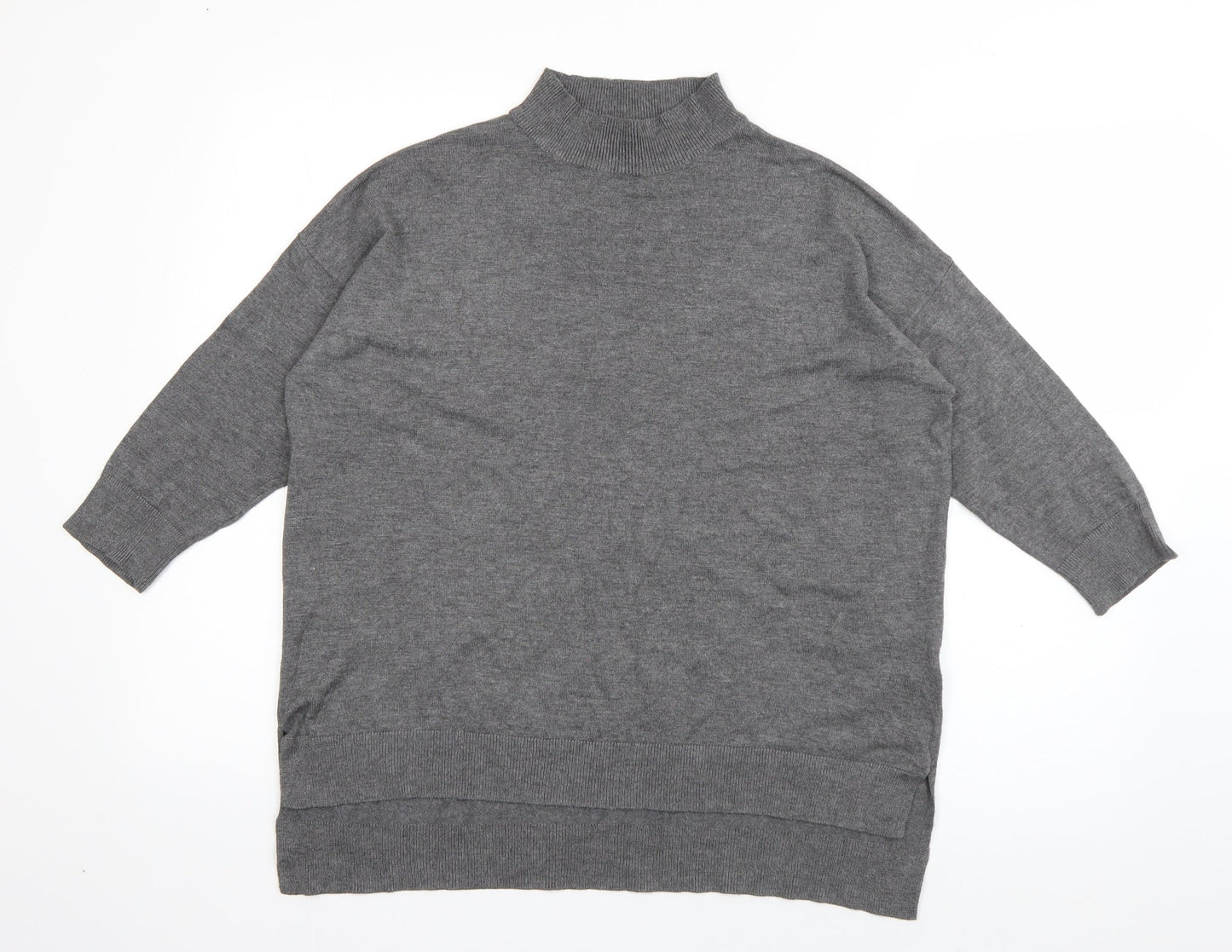 F&F Womens Grey High Neck  Viscose Pullover Jumper Size 12