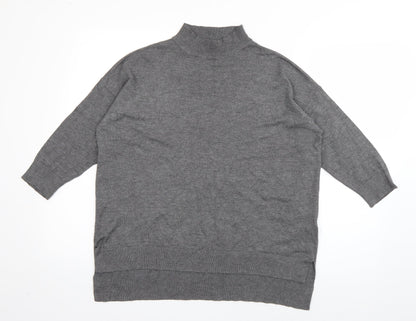 F&F Womens Grey High Neck  Viscose Pullover Jumper Size 12