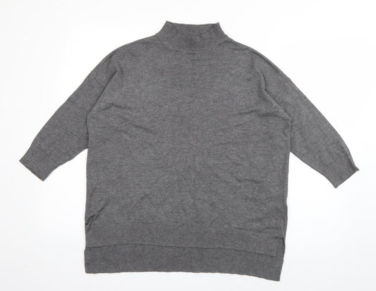 F&F Womens Grey High Neck  Viscose Pullover Jumper Size 12