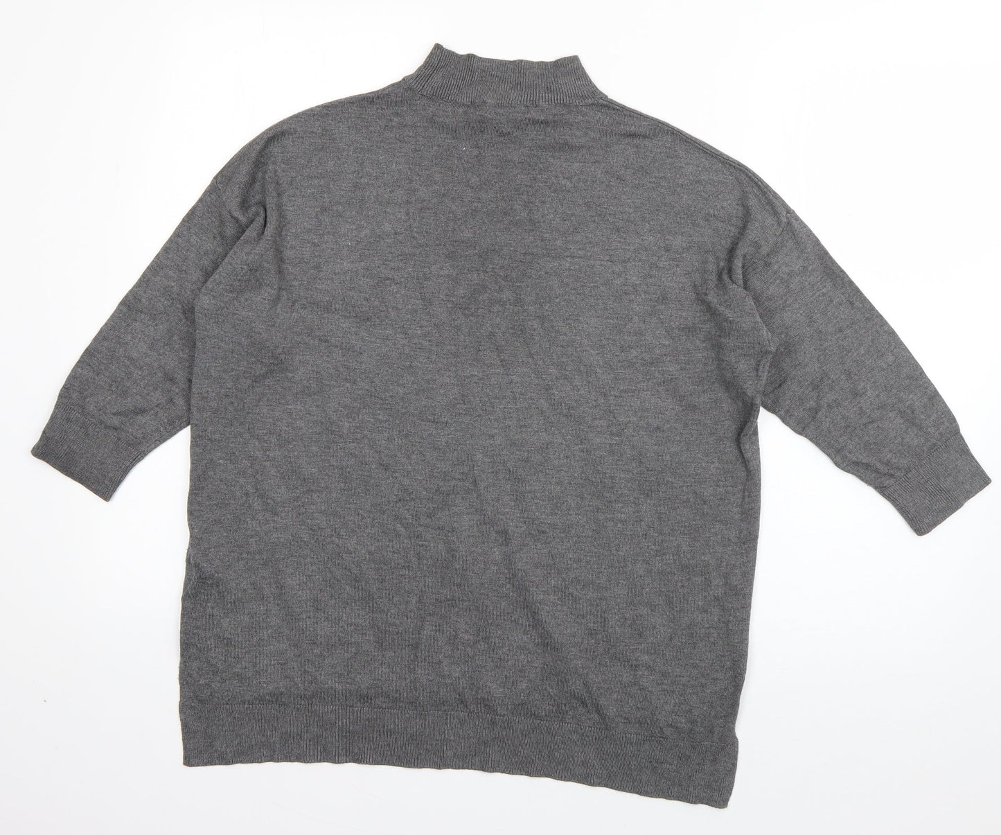 F&F Womens Grey High Neck  Viscose Pullover Jumper Size 12