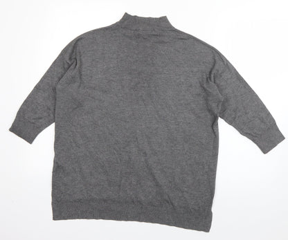 F&F Womens Grey High Neck  Viscose Pullover Jumper Size 12