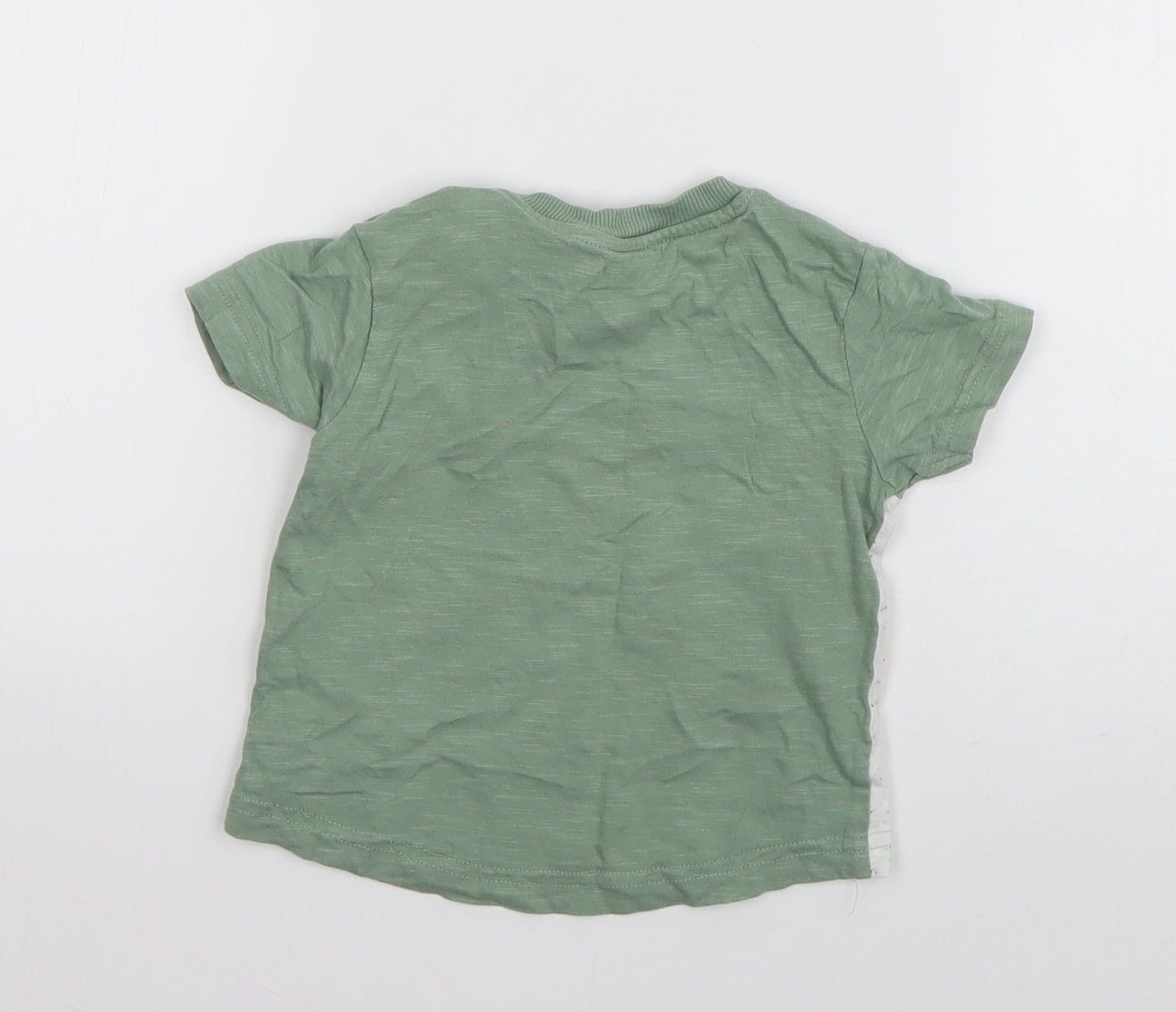 Nutmeg Boys Green  Cotton Basic T-Shirt Size 12-18 Months Round Neck Pullover - Animals