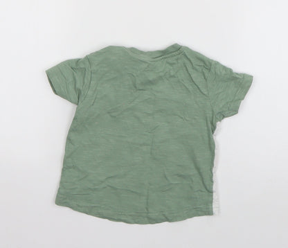 Nutmeg Boys Green  Cotton Basic T-Shirt Size 12-18 Months Round Neck Pullover - Animals