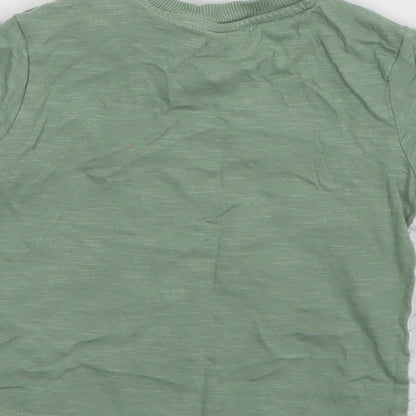 Nutmeg Boys Green  Cotton Basic T-Shirt Size 12-18 Months Round Neck Pullover - Animals