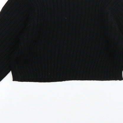 SheIn Womens Black V-Neck  Acrylic Pullover Jumper Size M   - Cropped