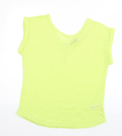 New Look Womens Green  Polyester Basic T-Shirt Size 14 Scoop Neck